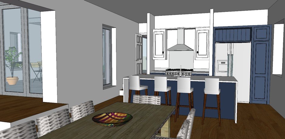 Kitchen layout in 3D format