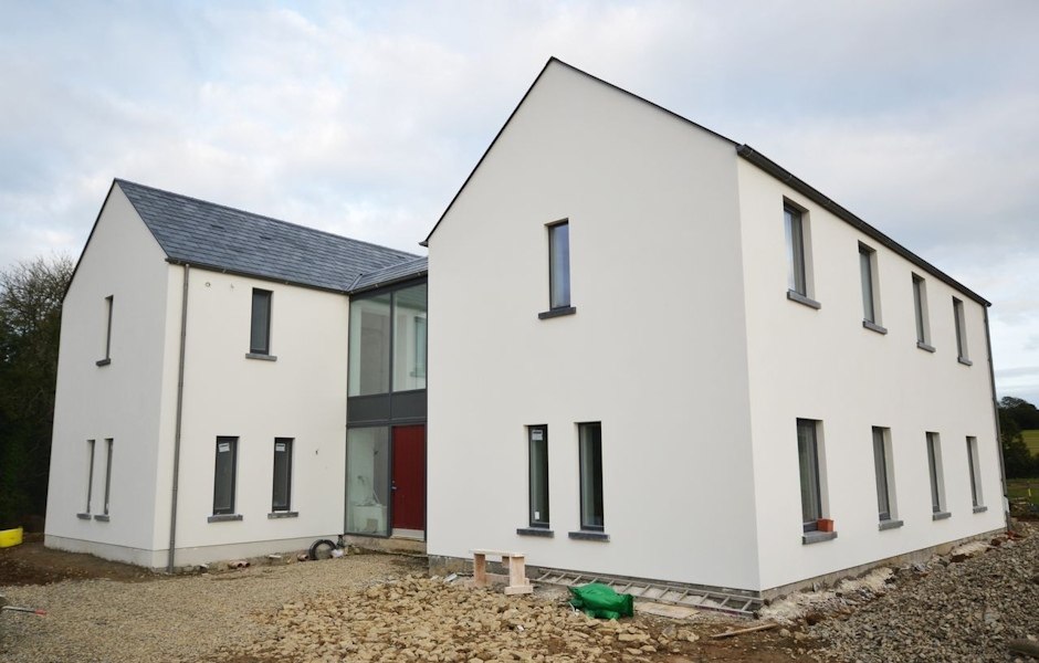 Rear view of completed home